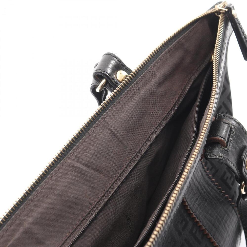 Fendi Zucchino Tote Bag Handbag Canvas Leather Women's Black - Picture 8 of 9